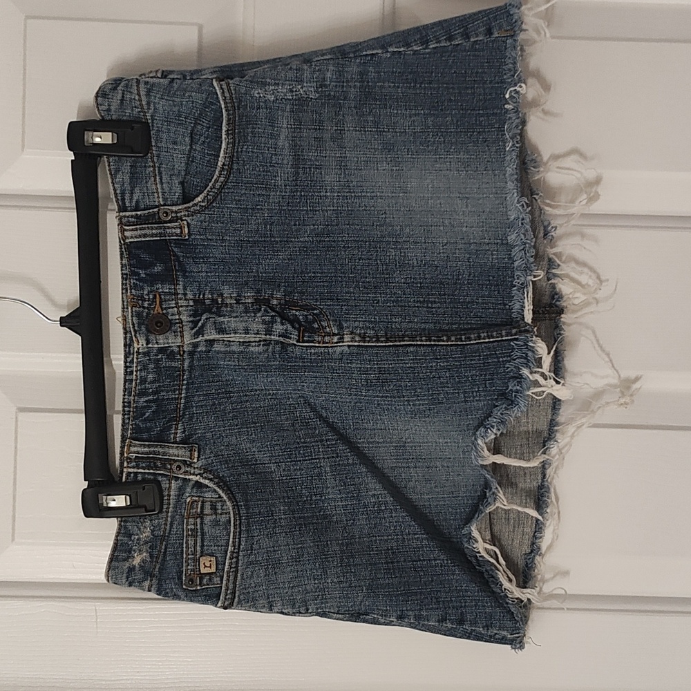 Vintage distressed jeans skirt